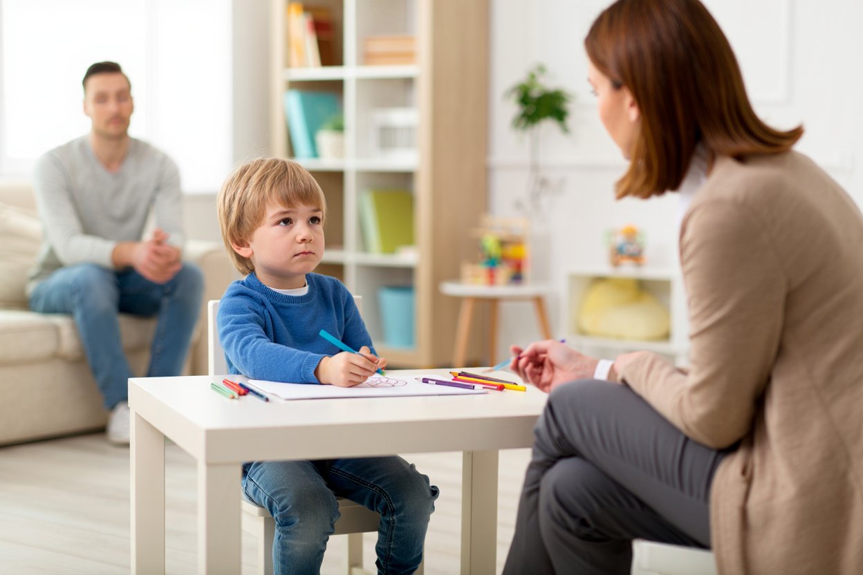 Психотерапевт работает с ребенком